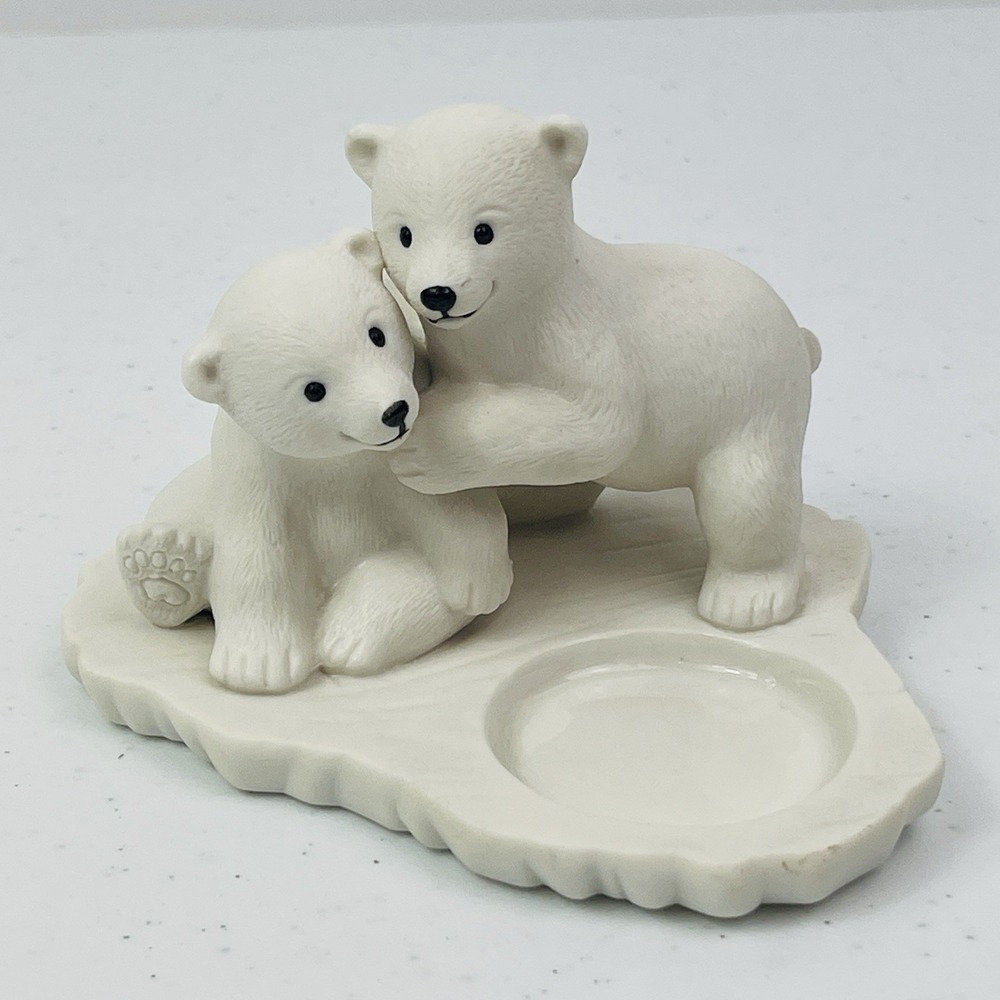 PartyLite Polar Bear Babies Cubs Tealight Holder P90348 Winter White Christmas
